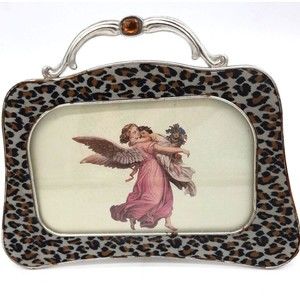 Purse Shaped Metal Photo Frame Animal Print Rhinestone 6x4 Photo
